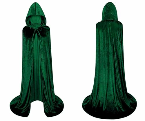 Kapuzenumhang aus Samt, lang, Unisex, für Erwachsene und Kinder, Vampir-Hexe, Tod, Nonne, Dracula, Mittelalterlicher Umhang, Samt-Umhang, Herren, Damen, Kinder, für Halloween und Karneval (Grün, 140 Kapuzenumhang aus Samt, lang, Unisex, für Erwachsene und Kinder, Vampir-Hexe, Tod, Nonne, Dracula, Mittelalterlicher Umhang, Samt-Umhang, Herren, Damen, Kinder, für Halloween und Karneval (Grün, 140 von Carnavalife