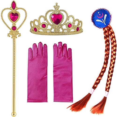 Krone Prinzessin Mädchen Perücke Zopf Elsa Frozen Zauberstab und Handschuhe für Kostüm Frozen und Anna, Zubehör Prinzessin Mädchen aus Eis Elsa für Karneval und Geburtstagsfeiern, 4 Stück (Anna) Krone Prinzessin Mädchen Perücke Zopf Elsa Frozen Zauberstab und Handschuhe für Kostüm Frozen und Anna, Zubehör Prinzessin Mädchen aus Eis Elsa für Karneval und Geburtstagsfeiern, 4 Stück (Anna) von Carnavalife