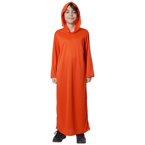 Langes Tunika mit Kapuze für Kinder, Halloween-Kostüm, weiß, Umhang, schwarz, rot, verschiedene Größen, Mottokleidung, Schulparty (Rot, 3-4, Tunika) von Carnavalife