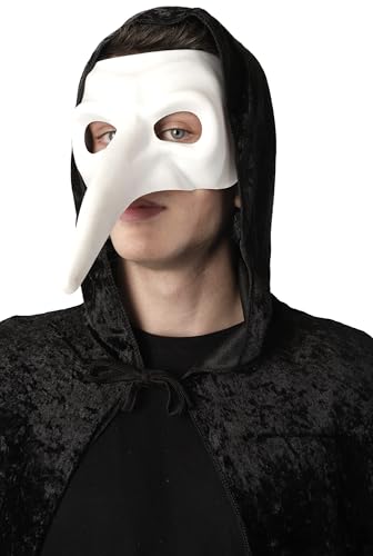 Pestmedizinische Maske für Erwachsene, mittelalterliches Kostüm, Maske mit Schnabel, Vogelähnlich, für Halloween, Karneval und Themenpartys, Einheitsgröße (Weiß) von Carnavalife