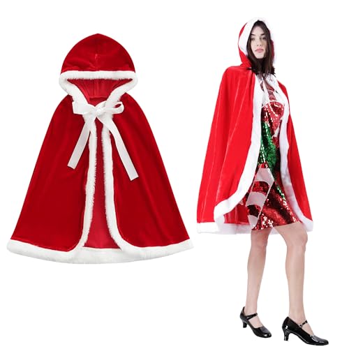 Carnavalife: Roter Umhang mit Weihnachtsmütze, Damen-Weihnachtsmann-Kostüm, Größe 120 cm, für Damen, für Weihnachtsmann, Höhe 120 cm Carnavalife: Roter Umhang mit Weihnachtsmütze, Damen-Weihnachtsmann-Kostüm, Größe 120 cm, für Damen, für Weihnachtsmann, Höhe 120 cm von Carnavalife