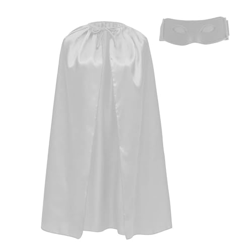 Superheld Umhang und Maske für Kinder Groß und Jugendliche Mehrschichtige Superhelden Umhang und Maske 90cm für Superman Karneval Kostüm 2er Set, Weiß, 90 cm von Carnavalife