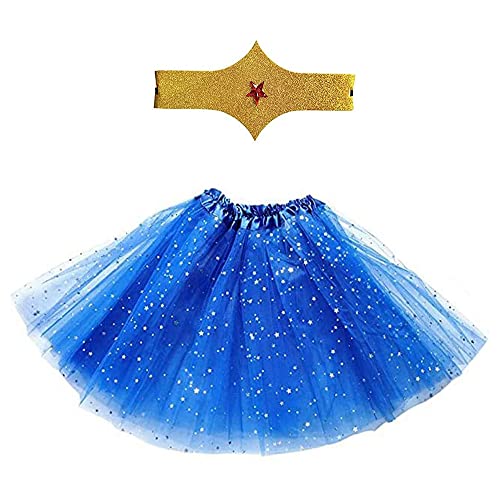 Tutu-Rock für Mädchen, 30 cm, mit Haarband, Foto-Requisiten, Prinzessinnenkostüm, Minnie, Katze, Einhorn, Engel und Tiere, für Karneval, Halloween und Themenpartys, 2 Stück (Superwoman) von Carnavalife