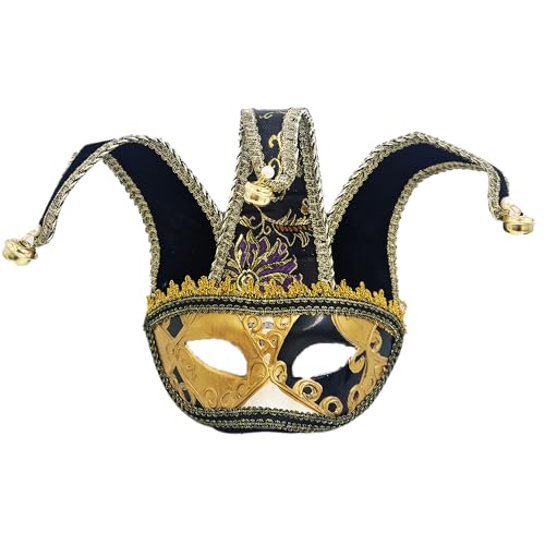Venezianische Narrenmaske im Vintage-Stil, für Karneval, Halloween, Weihnachten, Cosplay, Party, Fantasieball (Venezianische Gesichtsmaske, Halbgesicht, klassisch, schwarz) von Carnavalife