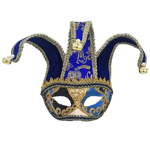 Venezianische Narrenmaske im Vintage-Stil, für Karneval, Halloween, Weihnachten, Cosplay, Party, Fantasieball (Venezianische Gesichtsmaske, halbes Gesicht, klassisch, blau) von Carnavalife