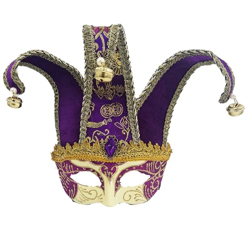 Venezianische Narrenmaske im Vintage-Stil, für Karneval, Halloween, Weihnachten, Cosplay, Party, Fantasieball (Venezianische Maske, Glitzer, Violett) von Carnavalife