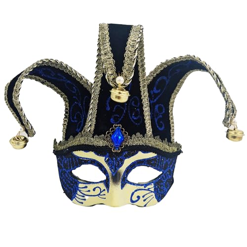 Venezianische Narrenmaske im Vintage-Stil, für Karneval, Halloween, Weihnachten, Cosplay, Party, Fantasieball (venezianische Maske, blauer Glitzer) von Carnavalife