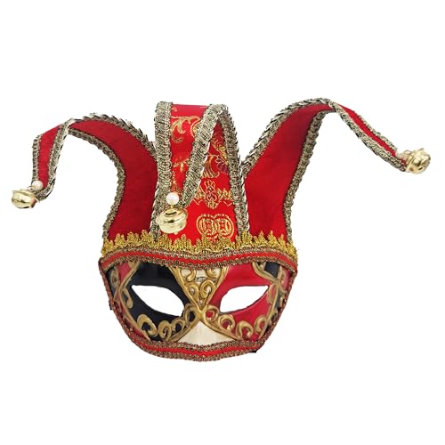 Venezianische Narrenmaske im Vintage-Stil, für Karneval, Halloween, Weihnachten, Cosplay, Party, Fantasieball (venezianische Maske, halbes Gesicht, klassisch, rot) von Carnavalife
