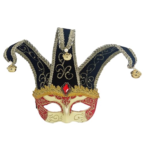 Carnavalife Venezianische Narrenmaske im Vintage-Stil für Karneval Halloween Weihnachten Cosplay Party Fantasieball (venezianische Maske roter Glitzer) MJ-34 von Carnavalife