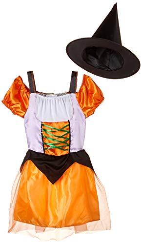Carnival Toys Kostüm/Verkleidung Hexe Orange, mit Hut, Größe 4-5 Jahre von Carnival Toys