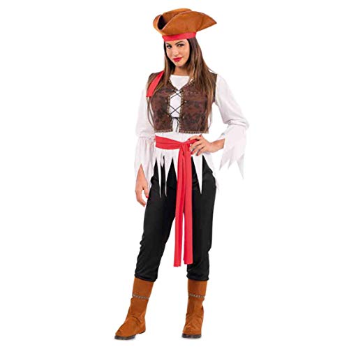 Carnival Toys Kostüm/Verkleidung Piratin mit Hut, Gürtel und Überschuhen, Größe S/M von Carnival Toys