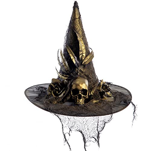 Carnival Toys Black witch hat w/golden decorations , approx. h. 40 cm, w/label. von Carnival Toys