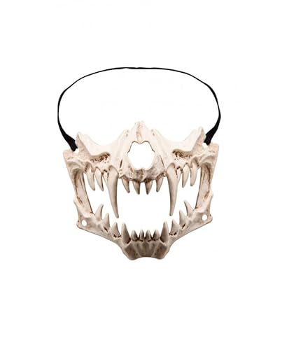 Maschera scheletro mandibola con denti aguzzi in plastica rigida su cartoncino von Carnival Toys