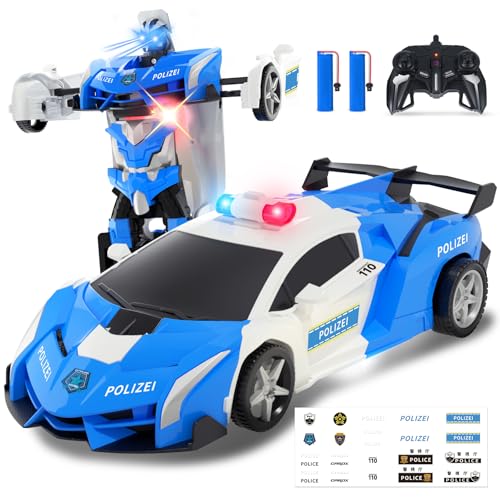 Carox Ferngesteuertes Auto, 2.4Ghz 1:18 Roboter RC Auto mit LED-Licht, 360 Grad Drehung RC Car Spielzeug für Kinder ab 6 7 8 9 10 12 Jahre (Blau) von Carox