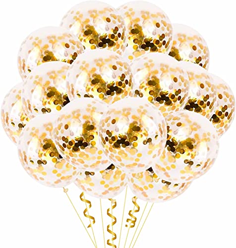 10 Jumbo Konfetti Luftballons als Deko für Geburtstag und Party | Richtig groß: 143cm Umfang | Partydeko Ballons Hochzeit Jubiläum Kindergeburtstag, Edition: Konfetti in Gold von Carpeta