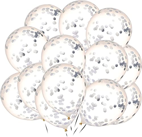 10 Jumbo Konfetti Luftballons als Deko für Geburtstag und Party | Richtig groß: 143cm Umfang | Partydeko Ballons Hochzeit Jubiläum Kindergeburtstag, Edition: Konfetti in Silber von Carpeta