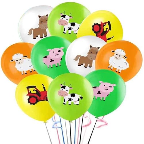 24 Luftballons * BAUERNHOFTIERE * als Deko für Kindergeburtstag und Bauernhof Mottoparty | Ø 30cm | Farm Tiere Kuh Schwein Pferd Traktor Party Ballon Ballondeko von Carpeta