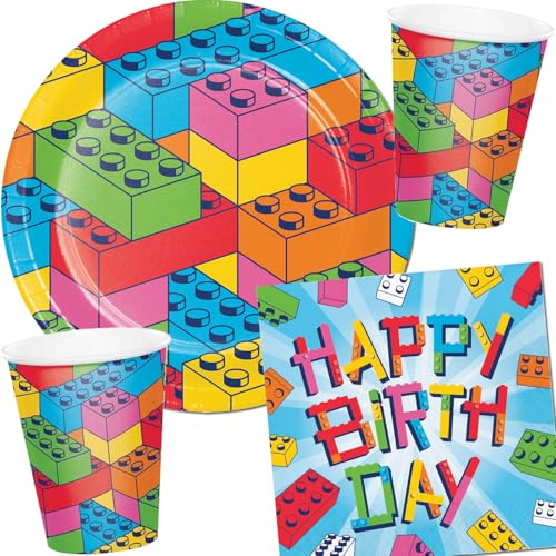 33-tlg. Partyset * BAUSTEINE * mit Teller + Becher + Servietten + Deko | aus der Block Bash Serie | Kindergeburtstag Kinder Blocks Set Geburtstag Party Mottoparty Luftballons 33-tlg. Partyset * BAUSTEINE * mit Teller + Becher + Servietten + Deko | aus der Block Bash Serie | Kindergeburtstag Kinder Blocks Set Geburtstag Party Mottoparty Luftballons von Carpeta
