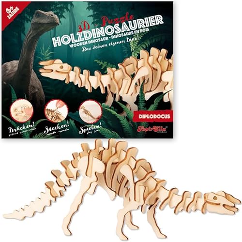 3D Dinosaurier Puzzle * Diplodocus * aus Holz als Mitgebsel oder Geschenk für Kinder | Kreatives Basteln und Spielen | Kindergeburtstag Party, Edition: Diplodocus von Carpeta