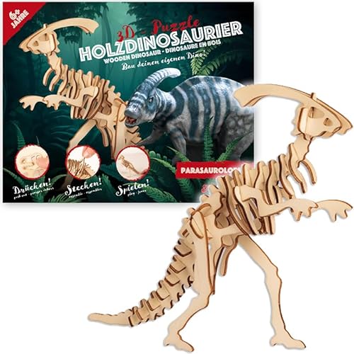 3D Dinosaurier Puzzle * Parasaurolophus * aus Holz als Mitgebsel oder Geschenk für Kinder | Kreatives Basteln und Spielen | Kindergeburtstag Party, Edition: Parasaurolophus von Carpeta