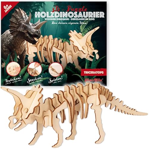 3D Dinosaurier Puzzle * Triceratops * aus Holz als Mitgebsel oder Geschenk für Kinder | Kreatives Basteln und Spielen | Kindergeburtstag Party, Edition: Triceratops von Carpeta