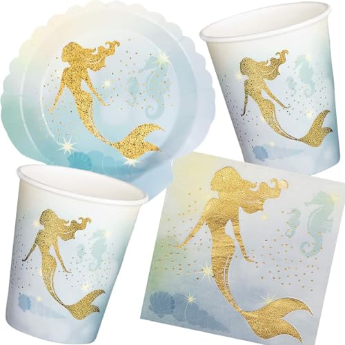 44-tlg. Party-Set * MERMAID * mit Teller + Becher + Servietten + Deko | Meerjungfrau Gold Nixe Kindergeburtstag Party Kinder Geburtstag Mottoparty Luftballons 44-tlg. Party-Set * MERMAID * mit Teller + Becher + Servietten + Deko | Meerjungfrau Gold Nixe Kindergeburtstag Party Kinder Geburtstag Mottoparty Luftballons von Carpeta