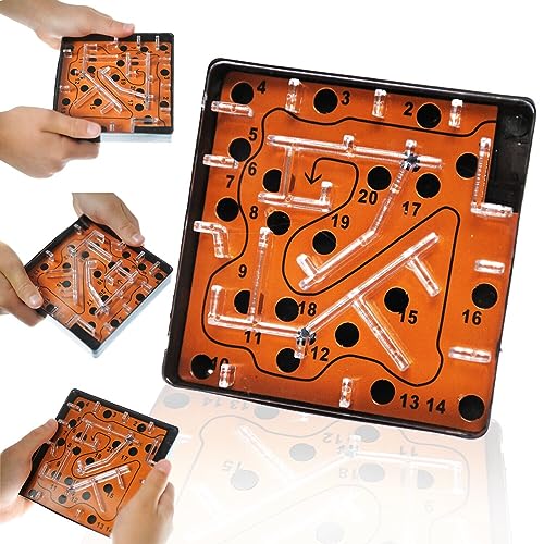 4X Labyrinth mit Kugel | 10cm in Orange | perfekt als Mitgebsel | Geduldsspiel pädagogisches Lernspiel Balancespiel von Carpeta