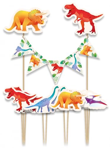 Cake Topper * DINOS & T-REX * als Kuchendeko zum Kindergeburtstag und Kinder Party | Cake Torten Kuchenstecker Geburtstag Deko, Stil: Dinosaurier von Carpeta