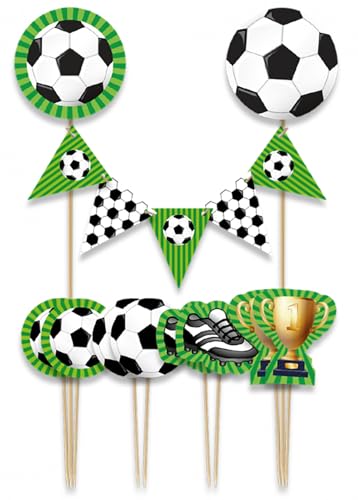 Cake Topper * FUSSBALL * als Kuchendeko zum Kindergeburtstag und Kinder Party | Cake Torten Kuchenstecker Geburtstag Deko, Stil: Fussball von Carpeta