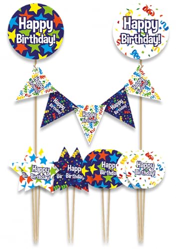 Cake Topper * HAPPY BIRTHDAY * als Kuchendeko zum Kindergeburtstag und Kinder Party | Cake Torten Kuchenstecker Geburtstag Deko, Stil: Happy Birthday von Carpeta