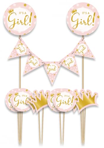 Cake Topper * IT'S A GIRL * als Kuchendeko zum Kindergeburtstag und Kinder Party | Cake Torten Kuchenstecker Geburtstag Deko, Stil: It´s A Girl von Carpeta
