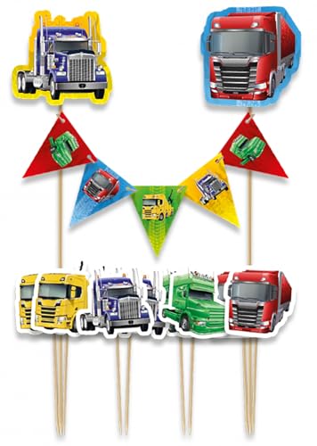Cake Topper * LKW & TRUCKS * als Kuchendeko zum Kindergeburtstag und Kinder Party | Cake Torten Kuchenstecker Geburtstag Deko, Stil: Trucks von Carpeta