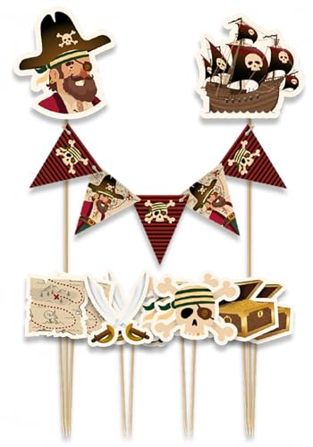Cake Topper * PIRATES * als Kuchendeko zum Kindergeburtstag und Kinder Party | Cake Torten Kuchenstecker Geburtstag Deko, Stil: Piraten von Carpeta
