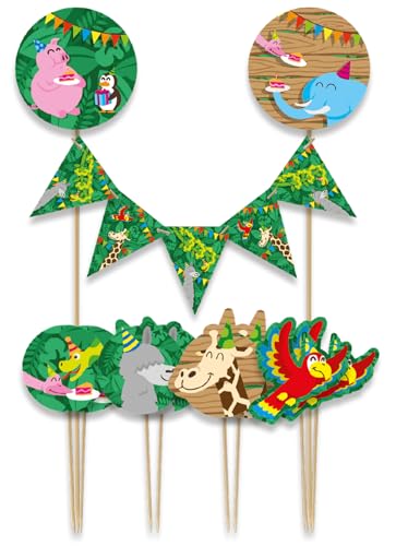 Cake Topper * ZOOTIERE * als Kuchendeko zum Kindergeburtstag und Kinder Party | Cake Torten Kuchenstecker Geburtstag Deko, Stil: Dschungel von Carpeta