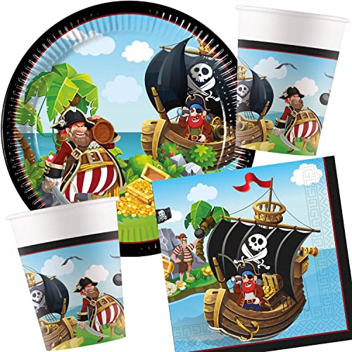 Carpeta 37-TLG Partyset * Pirates Island * für Kindergeburtstag mit Teller + Becher + Servietten + Deko | Piraten Totenkopf Seeräuber Kinder Geburtstag Mottoparty Carpeta 37-TLG Partyset * Pirates Island * für Kindergeburtstag mit Teller + Becher + Servietten + Deko | Piraten Totenkopf Seeräuber Kinder Geburtstag Mottoparty von Carpeta