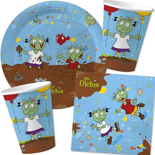 Carpeta 37-TLG. Party-Set * DIE OLCHIS * mit Teller, Becher, Servietten und Deko für Kindergeburtstag und Mottoparty | Kinder lieben die Olchi zum Geburtstag und Motto-Party von Carpeta