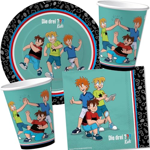 Carpeta 37-TLG. Party-Set * DREI Fragezeichen * mit Teller, Becher, Servietten und Deko für Kindergeburtstag und Mottoparty | Kinder lieben Diese Detektive zum Geburtstag und Motto-Party von Carpeta