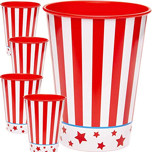 Carpeta 4 stabile Kunststoff-Becher * Candy + USA + Popcorn * für Party und Geburtstag | 260ml | Mottoparty Partybecher Hollywood von Carpeta