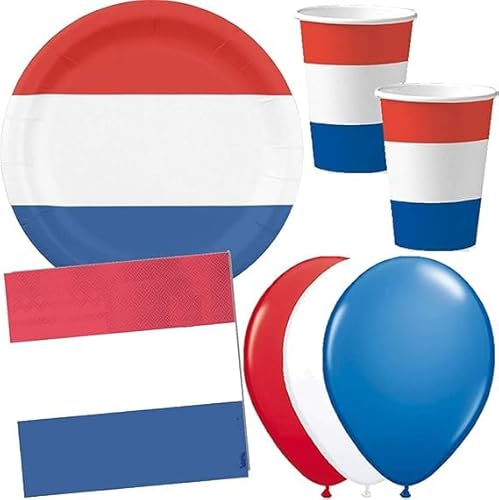 52-tlg. Party-Set * NIEDERLANDE / HOLLAND * mit Pappteller + Servietten + Pappbecher + Luftballons für Mottoparty | Länderparty Einweg Deko Niederland Netherlands Orange von Carpeta