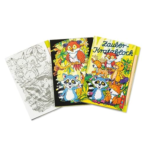 Carpeta 6 Kratz- und Rubbelbilder Plus Kratzstift für Kinder als Mitgebsel, Geschenk und Spiel | Feuerwehr Ponys Zootiere Waldtiere | Kindergeburtstag Geburtstag Malbuch Malbücher, Edition: Waldtiere von Carpeta