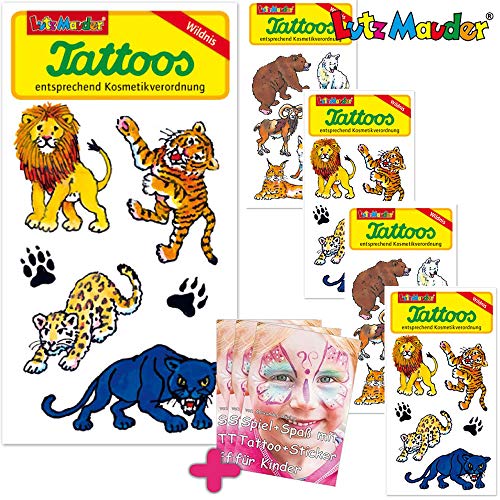 Carpeta 6-teiliges Tattoo-Set * Wilde Raubtiere * als Geschenk oder Mitgebsel | Kinder Kindertattoo Geburtstag Tiere Mitgebsel von Carpeta