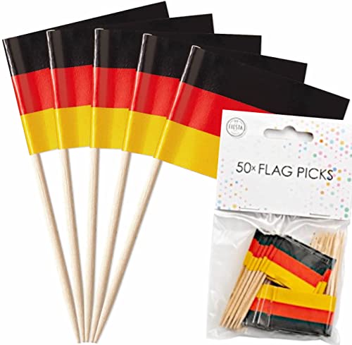 Deko * Deutschland * für Party und Länderparty | Dekoration Deutsche Partydeko Germany BRD Schwarz Rot Gold Flagge, Edition: Flaggenpicker, 50 Stück von Carpeta
