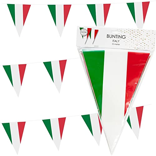 Deko * Italien * für Party und Länderparty | Italienische Dekoration Deutsche Partydeko Rot Weiß Grün Italy Flagge, Edition: Wimpelgirlande, 10m von Carpeta
