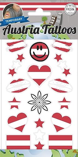 Deko * ÖSTERREICH * für Party und Geburtstag | Dekoration Partydeko Länderparty EM WM Austria Flagge, Edition: Tattoos, 19 Stück (Tattoos, 19 Stück) von Carpeta