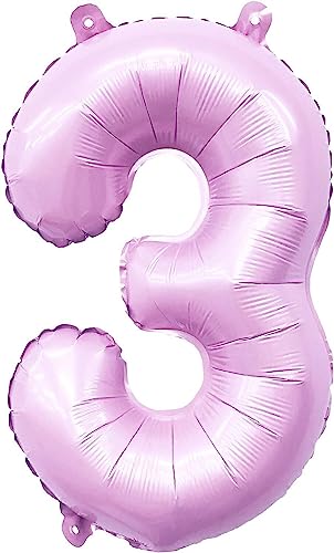 Folienballon * Flieder Rosa * Zahl 0 bis 9 als Deko für Geburtstag und Party | XXL: 100cm groß | Lilac Lila Zahlen Ballondeko Kindergeburtstag, Edition: 3. Geburtstag von Carpeta