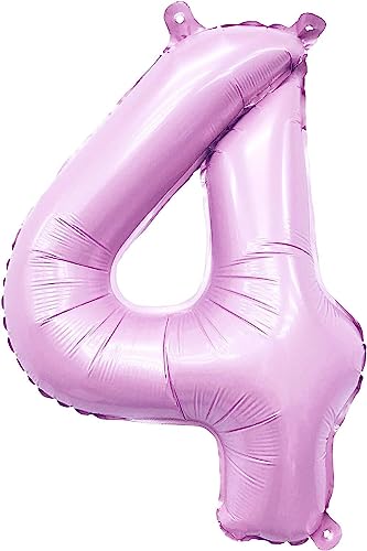 Folienballon * Flieder Rosa * Zahl 0 bis 9 als Deko für Geburtstag und Party | XXL: 100cm groß | Lilac Lila Zahlen Ballondeko Kindergeburtstag, Edition: 4. Geburtstag von Carpeta