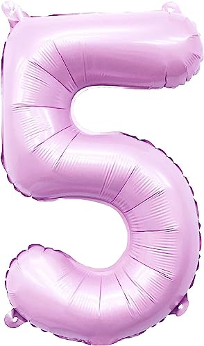 Folienballon * Flieder Rosa * Zahl 0 bis 9 als Deko für Geburtstag und Party | XXL: 100cm groß | Lilac Lila Zahlen Ballondeko Kindergeburtstag, Edition: 5. Geburtstag von Carpeta