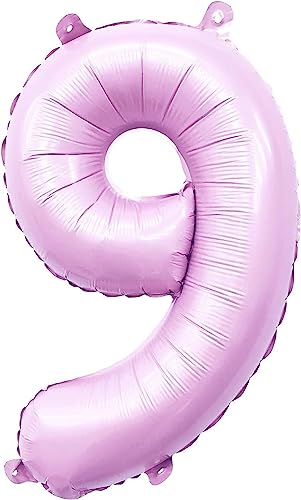 Folienballon * Flieder Rosa * Zahl 0 bis 9 als Deko für Geburtstag und Party | XXL: 100cm groß | Lilac Lila Zahlen Ballondeko Kindergeburtstag, Edition: 9. Geburtstag von Carpeta