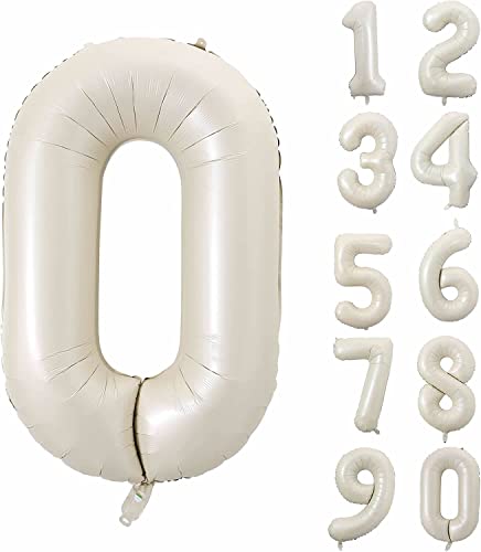 Folienballons * CREME WEISS * Zahl 0 bis 9 als Deko für Geburtstag und Party | 80cm groß | Beige Weiß Zahlen Kindergeburtstag Partydeko Ballon Luftballon, Edition: 0. Geburtstag von Carpeta