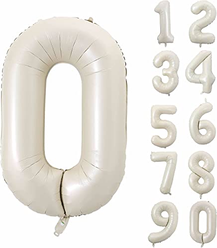 Folienballons * CREME WEISS * Zahl 0 bis 9 als Deko für Geburtstag und Party | 80cm groß | Beige Weiß Zahlen Kindergeburtstag Partydeko Ballon Luftballon, Edition: 0. Geburtstag von Carpeta